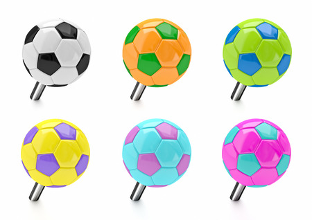 illustration of a Push pin in the form of soccer ballの写真素材