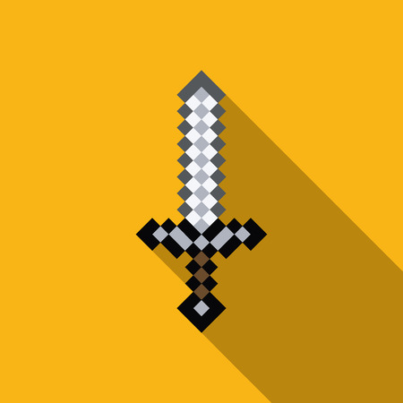 cartoon sword, pixels sword, computer game, weaponのイラスト素材