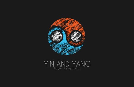 hand drawn ying yang symbol of harmony and balance,  vector design elementのイラスト素材