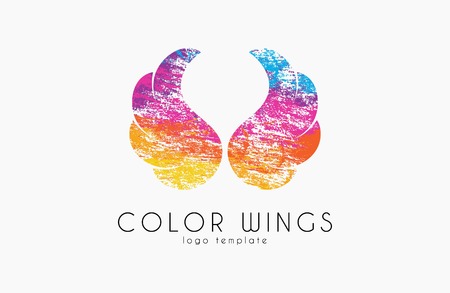 color wings wings in grunge style.のイラスト素材