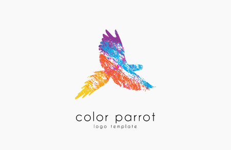 Parrot design. Color parrot. Bird logo. Exotic .のイラスト素材