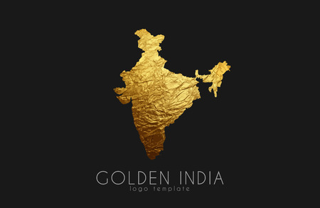 India map. Golden India logo. Creative India logo designのイラスト素材