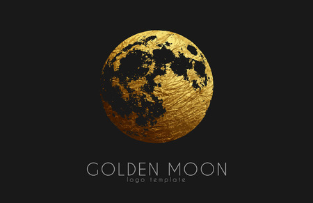 Moon logo design. Creative moon logo. Golden logo. Full moon.のイラスト素材