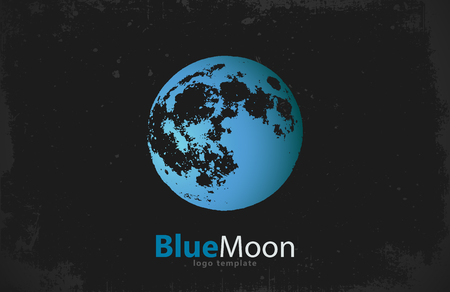 Moon logo design. Creative moon logo. Night logo. Blue moon.のイラスト素材
