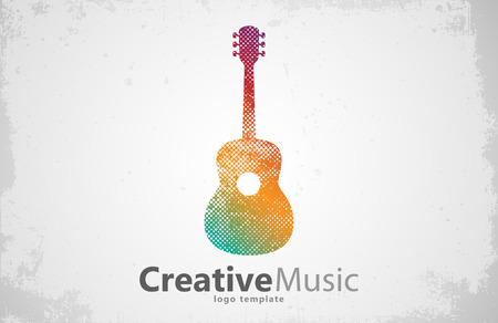 Guitar logo. Creative guitar logo. Music logo. Music logo designのイラスト素材