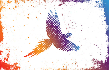 Color parrot. Parrot  design. grunge posterのイラスト素材