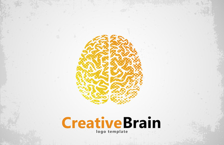Brain logo design. Creative brain. Grunge style brainのイラスト素材