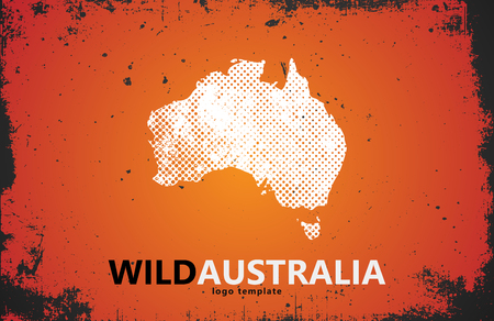 Grunge Australia logo. Australia logo design. Wild australiaのイラスト素材