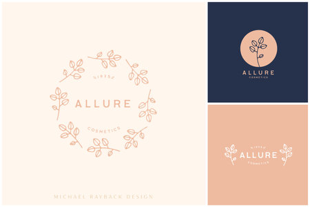 Hand drawn logo design, Floral logo design, Feminine branding, Botanical logotype, Twigs emblem, Collectin, Premade logo, Flower clipartのイラスト素材