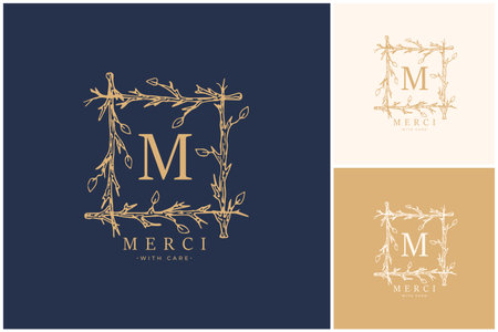 Hand Drawn Logo dedisgn, Bauty logo, Floral logo, Minimal logo, hand drawn illustration, logo elementsのイラスト素材