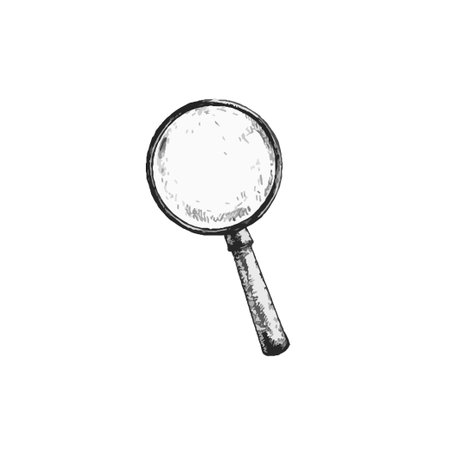 Handdrawn anchor magnifier, magnifier drawing, artwork, sea, ocean, marine elementのイラスト素材