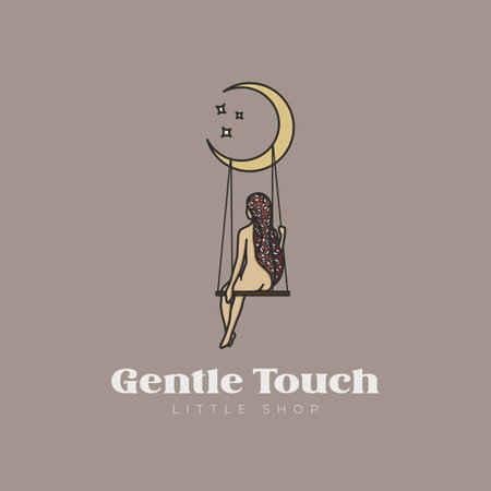 Medieval logo design, feminine logo, woman logotype, celestial element, moon designの写真素材