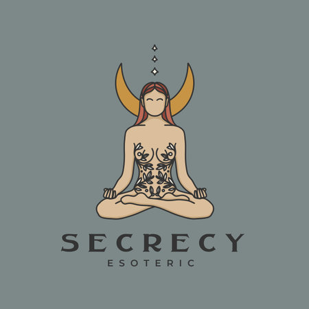 Medieval logo design, feminine logo, woman logotype, celestial element, moon designの写真素材