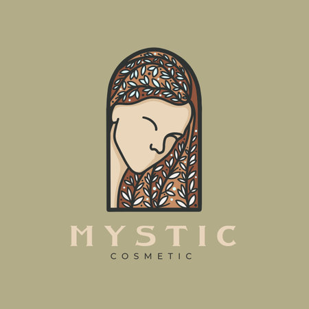 Medieval logo design, feminine logo, woman logotype, celestial element, moon designの写真素材