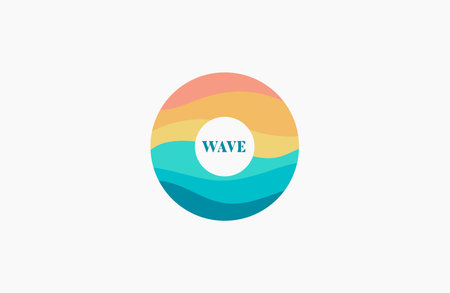 Wave logo design, Creative logotype, Ocean logo, Sea, Water, Sunrise, Sunset, Beauty, Minimal logo designのイラスト素材