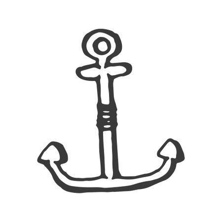 Anchor handdrawn illustration, Marine elementのイラスト素材