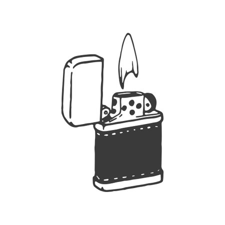 lighter Handdrawn element, retro lighter illustrationのイラスト素材