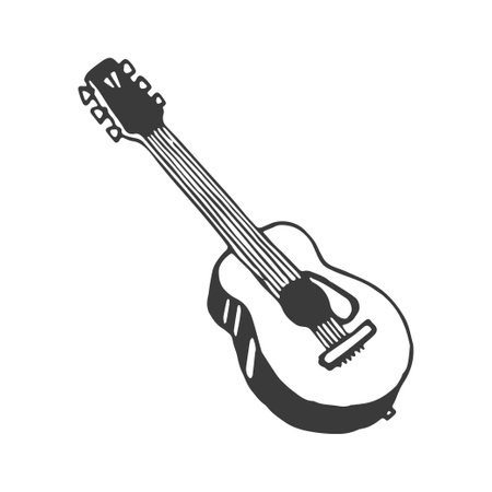 Handdrawn guitar element, Guitar illustrationのイラスト素材