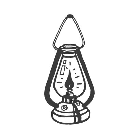 Gas lamp illustration, Travel lamp drawingのイラスト素材