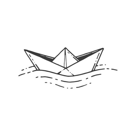 paperboat, origami, Handdrawn adventure elementのイラスト素材