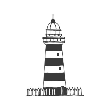 Lughthouse illustration, Lighthouse drawing, Handdrawn adventure elementのイラスト素材