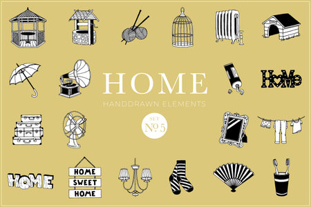 Home design elements, Home illustrationsのイラスト素材