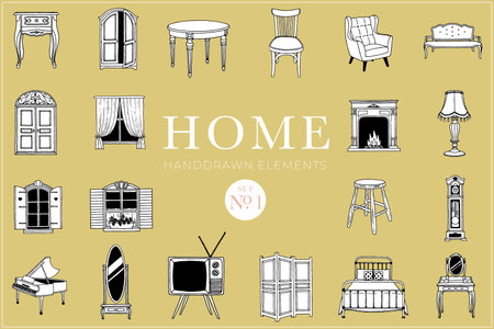 Home design elements, Home illustrations, Furniture drawingsのイラスト素材
