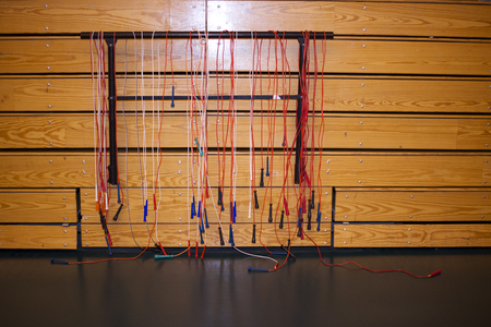 jump roaps hanging in gym.