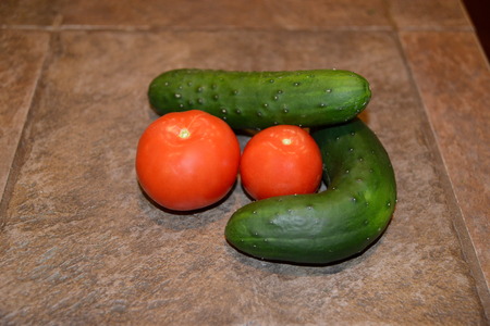cucumber and tomato Groupの写真素材