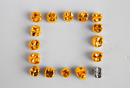 Flat lay tooth crownの写真素材