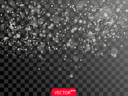 Glitter realistic light effect or snow on transparent background. Vector illustration.のイラスト素材