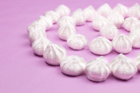 Sweets on a beautiful pastel surface in the form of a circle.の写真素材