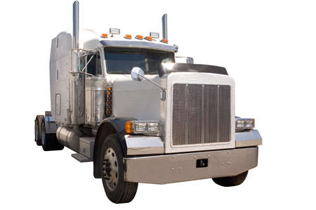 Semi truck Isolated on a white background.の写真素材