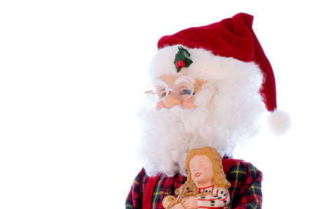 Santa Claus doll over a white background. の写真素材