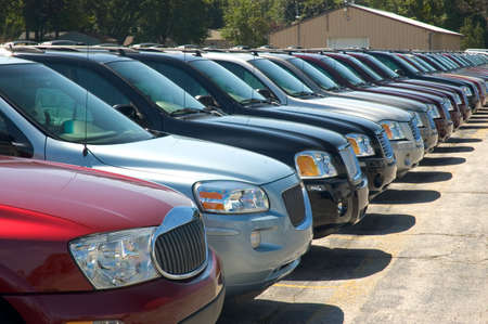 Rows of sport utility vehicles , SUV'S, for sale on a car dealers lot. Look for many more car type photos in my gallery.の写真素材