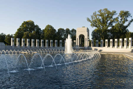 Fountains at the World War II Memorial  located in Washington DC.のeditorial素材