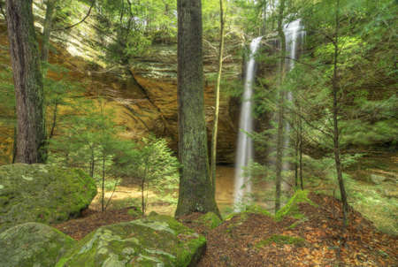 Ash Cave Falls  in Hocking Hills Ohio. Seen after a heavy period of rain.の写真素材