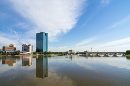 A panoramic view of downtown Toledo Ohioの写真素材