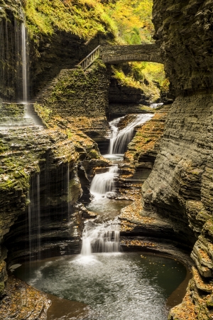 Watkins Glen waterfalls in New York during fall  A beautiful 1 75 mile long gorge with dozens of waterfalls  の写真素材