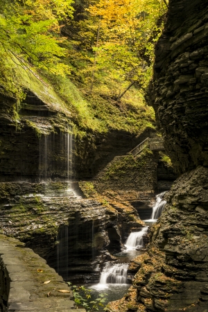 Watkins Glen waterfalls in New York during fall  A beautiful 1 75 mile long gorge with dozens of waterfalls  の写真素材