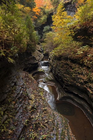 Watkins Glen waterfalls in New York during fall  A beautiful 1 75 mile long gorge with dozens of waterfalls  の写真素材