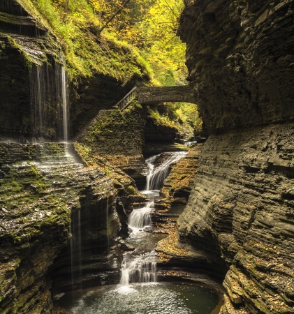 Watkins Glen waterfalls in New York during fall  A beautiful 1 75 mile long gorge with dozens of waterfalls  の写真素材