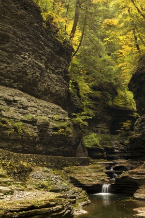 Watkins Glen waterfalls in New York during fall  A beautiful 1 75 mile long gorge with dozens of waterfalls  の写真素材