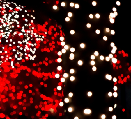 Photo of red and white Christmas lights Bokeh.の写真素材