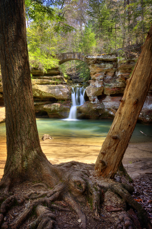 Upper Falls at Old Man's Cave in Hocking Hills Ohio. This is a very popular tourist attraction in Ohio.の写真素材