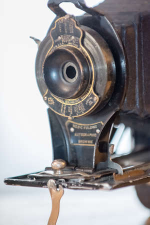 Close up of the lens element of an old antique Kodak Camera No. 2c.