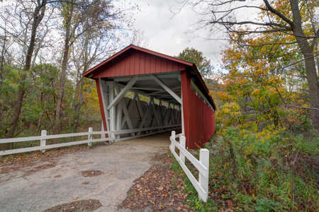 Looking out at the beautiful fall colors at the Everett Road Covered Bridge in the Cuyahoga Valley...