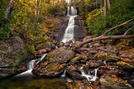 Dill Falls is a scenic 65 foot waterfall not far from the Blue Ridge Parkway in North Carolina. Seen...