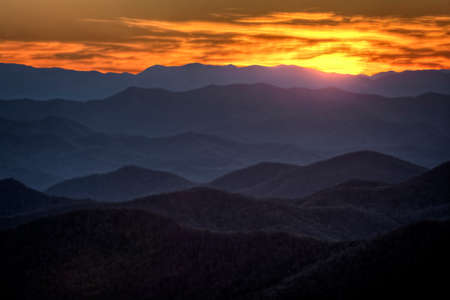 Sunset from the Cowee Mountain overlook on the Blue Ridge Parkway.