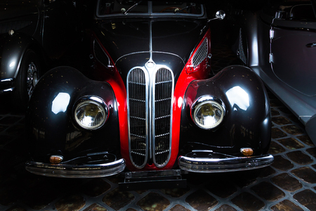 Adler Trumpf Junior brown luxury retro car Cabrio Limousine dark backgroundのeditorial素材